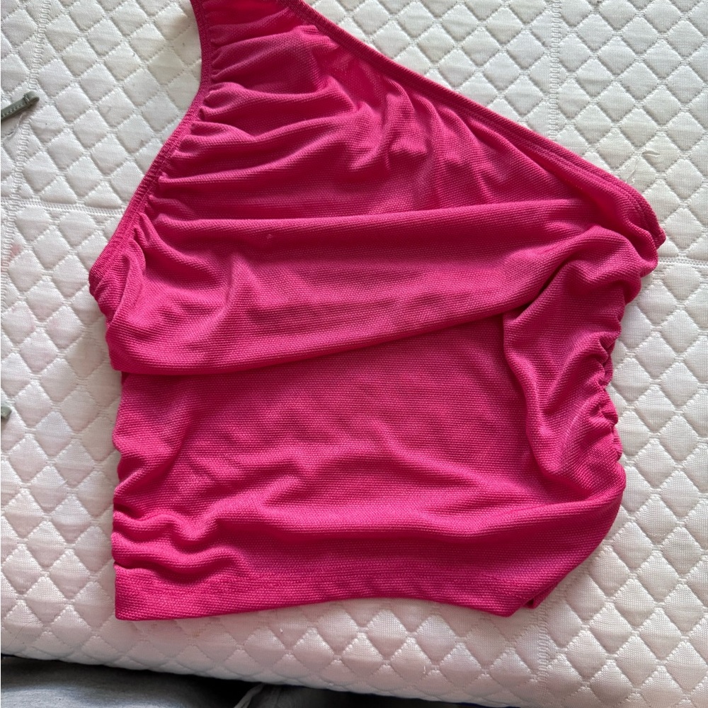 Vibrant Pink One-Shoulder Top